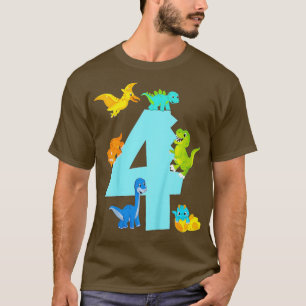 Kids 4th Birthday Boy 4 Years Old Dinosaur Toy Din T-Shirt