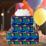 Kids 4th Birthday Boy Construction Vehicle Custom Wrapping Paper<br><div class="desc">Cool personalised construction vehicle blue wrapping paper for a kid who likes cars and trucks. Add your child's name below the cute digger and dump truck design for a kid turning four who likes vehicles. Adorable 4th birthday custom gift wrap.</div>