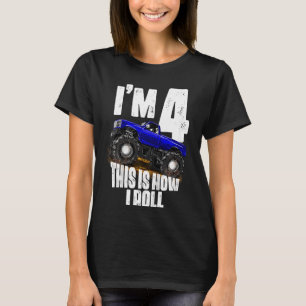 Kids 4th Birthday Boy  Monster Truck Rule Jam  Fou T-Shirt