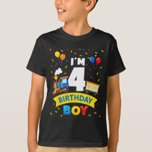 Kids 4th Birthday Boy Train Four 4 Year Old Birthd T-Shirt