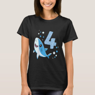 Kids 4th Birthday Boys Shark 4 years Old Ocean Sha T-Shirt