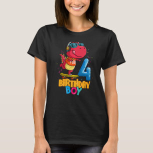 Kids 4th Birthday Dinosaur 4 Years Old Boy Son T-Shirt