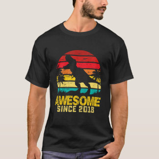 Kids 4th Birthday Dinosaur Awesome 2018 4 Year Old T-Shirt