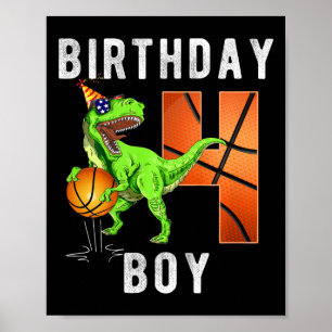 Kids 4th Birthday  For Boy Basketball 4 Years Old  Poster