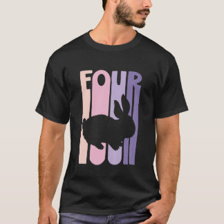 Kids 4Th Birthday Gift Bunny Rabbit Fan 4 Years Ol T-Shirt