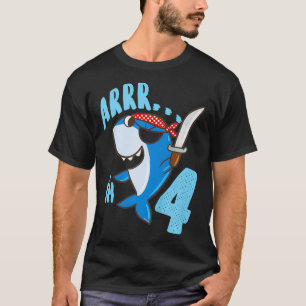 Kids 4th Birthday Gift Idea Boys Shark Pirate 4 Ye T-Shirt