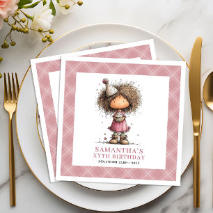 Kids 4th Birthday Girl Whimsy Funny Pink Napkins