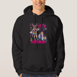 Kids 4th Birthday  Girls 4 Yr Red Haired 4th B Day Hoodie