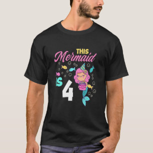Kids 4th Birthday Girls Mermaid 4 Years Mermaids B T-Shirt