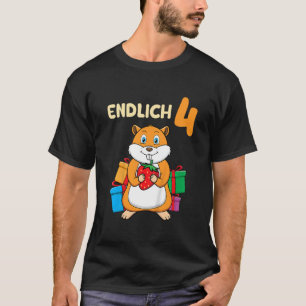 Kids 4th birthday hamster with cute strawberry fr T-Shirt