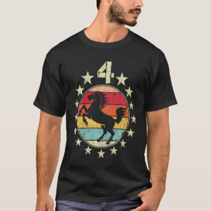 Kids 4th Birthday Horse Fourth 4 Year Old Birthday T-Shirt