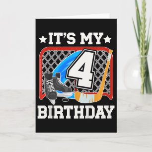 Kids 4th Birthday Ice Hockey Boy 4 Year Old Ice Ho Card