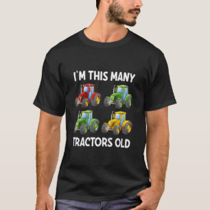 Kids 4th Birthday I'm This Many Tractors Old 4 Yea T-Shirt