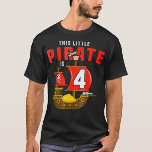 Kids 4th Birthday Little Pirate is 4 yr old Bday T-Shirt