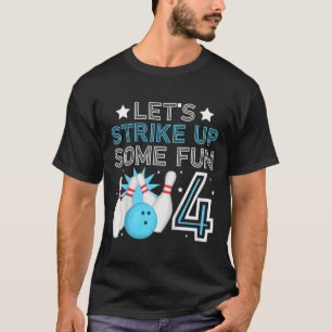 Kids 4th Birthday Party Bowling Boy 4 Year Old Bow T-Shirt