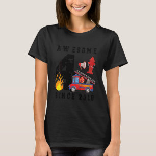 Kids 4th Birthday Party Fireman Boy Firefighter Bo T-Shirt