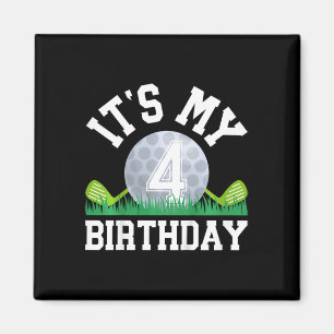 Kids 4th Birthday Party Golf Boy Four Year Old Gol Magnet