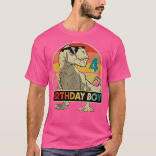 Kids 4th Birthday T Rex Shirt Dino Dinosaur 4 Year