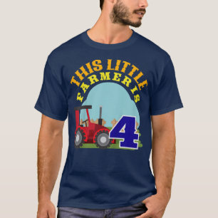 Kids 4th Birthday This Little Farmer Is 4 Farm Tra T-Shirt