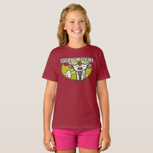 Kid's 4th Birthday Today I'm Four! Cute Cow T-Shirt