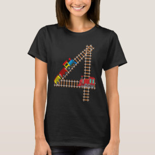 Kids 4th Birthday Train Boys Girls Fun 4 Year Old T-Shirt