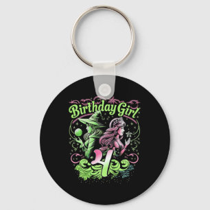 Kids 4th Birthday Witch Pink And Green 4 Years Old Key Ring