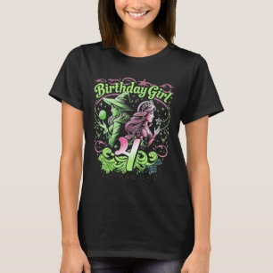 Kids 4th Birthday Witch Pink And Green 4 Years Old T-Shirt