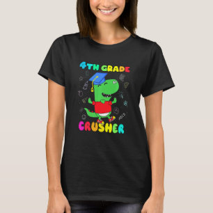 Kids 4th Grade Crusher Rex Dinosaur Back To School T-Shirt