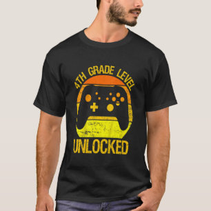 Kids 4th Grade Level Unlocked Video Game Retro Vin T-Shirt