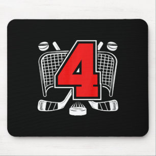 Kids 4th Ice Hockey Birthday 4 Year Old Ice Hockey Mouse Pad