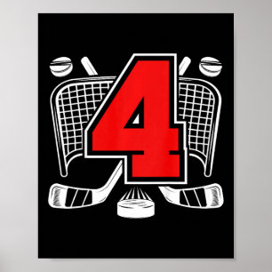 Kids 4th Ice Hockey Birthday 4 Year Old Ice Hockey Poster