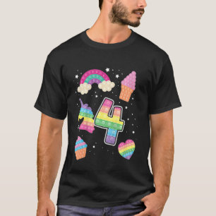 Kids 4th Magical Poppin Birthday Unicorn Popits 4 T-Shirt