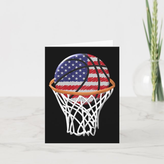 Kids 4th of July Basketball USA Flag Kids Youth Bo Card (Front)