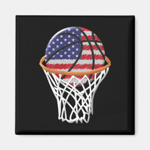 Kids 4th of July Basketball USA Flag Kids Youth Bo Magnet