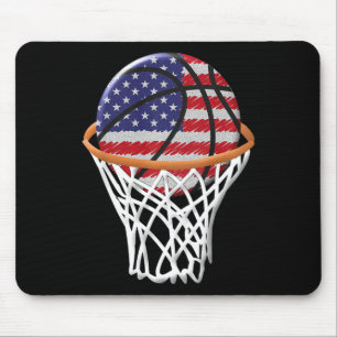 Kids 4th of July Basketball USA Flag Kids Youth Bo Mouse Pad