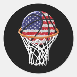Kids 4th Of July Bysketbyll Usa Flag Kids Youth Bo Classic Round Sticker