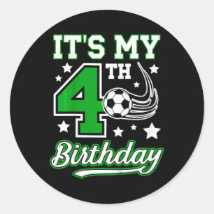 Kids 4th Soccer Birthday Party 4 Year Old Soccer P Classic Round Sticker