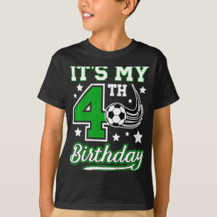 Kids 4th Soccer Birthday Party 4 Year Old Soccer P T-Shirt