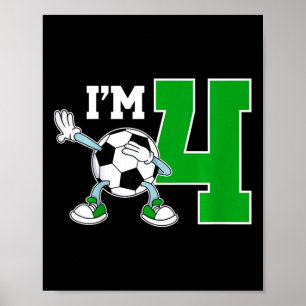 Kids 4th Soccer Birthday Party Four Year Old Socce Poster