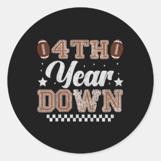 Kids 4th Year Down Football Birthday Party 4th Bir Classic Round Sticker