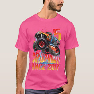 Kids 5 Crushing It Since 2017 Monster Truck 5th Bi T-Shirt