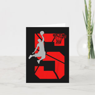 Kids 5 Year Old 5th Basketball Birthday PartyTheme Card