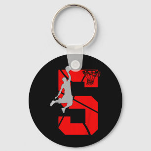 Kids 5 Year Old 5th Basketball Birthday PartyTheme Key Ring