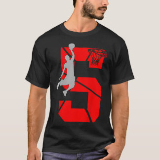 Kids 5 Year Old 5Th Basketball Birthday Partytheme T-Shirt
