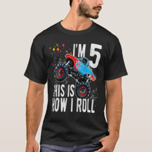 Kids 5 Year Old 5th Birthday Boy Monster Truck Car T-Shirt