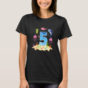 Kids 5 Year Old 5th Birthday Party Sea Fish Aquari T-Shirt