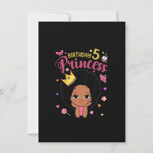 Kids 5 Year Old 5th Birthday Princess Funny Gifts  Invitation (Front)