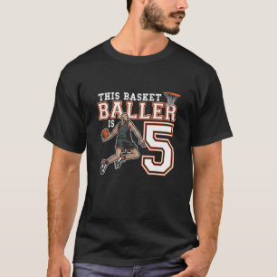 Kids 5 Year Old Basketball Birthday Party Hoops Pl T-Shirt