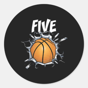 Kids 5 Year Old Basketball Birthday Party Theme 5t Classic Round Sticker