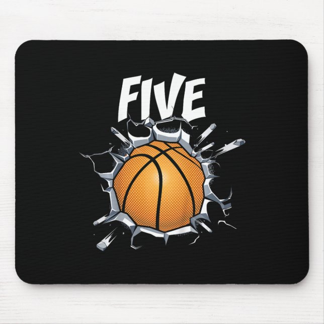 Kids 5 Year Old Basketball Birthday Party Theme 5t Mouse Pad (Front)